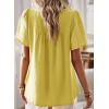 imageWomens Summer Tops Crewneck Short Sleeve Shirts Casual Chiffon Blouses Flowy Lace Hem Boho Clothing Trendy 2025Yellow1