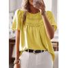 imageWomens Summer Tops Crewneck Short Sleeve Shirts Casual Chiffon Blouses Flowy Lace Hem Boho Clothing Trendy 2025Yellow1