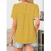 imageWomens Summer Tops Crewneck Short Sleeve Shirts Casual Chiffon Blouses Flowy Lace Hem Boho Clothing Trendy 2025Yellowblack Dots