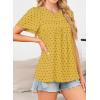 imageWomens Summer Tops Crewneck Short Sleeve Shirts Casual Chiffon Blouses Flowy Lace Hem Boho Clothing Trendy 2025Yellowblack Dots