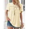 imageWomens Summer Tops Crewneck Short Sleeve Striped Shirts Casual Ribbed Blouses Flowy Hem Boho Clothing 2025Apricot