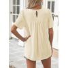 imageWomens Summer Tops Crewneck Short Sleeve Striped Shirts Casual Ribbed Blouses Flowy Hem Boho Clothing 2025Apricot