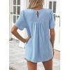 imageWomens Summer Tops Crewneck Short Sleeve Striped Shirts Casual Ribbed Blouses Flowy Hem Boho Clothing 2025Blue