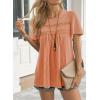 imageWomens Summer Tops Crewneck Short Sleeve Striped Shirts Casual Ribbed Blouses Flowy Hem Boho Clothing 2025Bright Orange