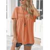 imageWomens Summer Tops Crewneck Short Sleeve Striped Shirts Casual Ribbed Blouses Flowy Hem Boho Clothing 2025Bright Orange