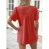 imageWomens Summer Tops Crewneck Short Sleeve Striped Shirts Casual Ribbed Blouses Flowy Hem Boho Clothing 2025Bright Red