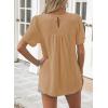 imageWomens Summer Tops Crewneck Short Sleeve Striped Shirts Casual Ribbed Blouses Flowy Hem Boho Clothing 2025Brown