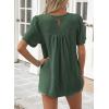 imageWomens Summer Tops Crewneck Short Sleeve Striped Shirts Casual Ribbed Blouses Flowy Hem Boho Clothing 2025Dark Green