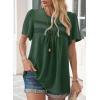 imageWomens Summer Tops Crewneck Short Sleeve Striped Shirts Casual Ribbed Blouses Flowy Hem Boho Clothing 2025Dark Green