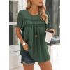 imageWomens Summer Tops Crewneck Short Sleeve Striped Shirts Casual Ribbed Blouses Flowy Hem Boho Clothing 2025Dark Green