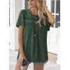 imageWomens Summer Tops Crewneck Short Sleeve Striped Shirts Casual Ribbed Blouses Flowy Hem Boho Clothing 2025Dark Green