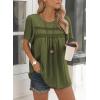 imageWomens Summer Tops Crewneck Short Sleeve Striped Shirts Casual Ribbed Blouses Flowy Hem Boho Clothing 2025Green