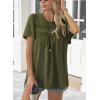 imageWomens Summer Tops Crewneck Short Sleeve Striped Shirts Casual Ribbed Blouses Flowy Hem Boho Clothing 2025Green