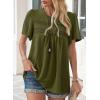imageWomens Summer Tops Crewneck Short Sleeve Striped Shirts Casual Ribbed Blouses Flowy Hem Boho Clothing 2025Green