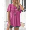 imageWomens Summer Tops Crewneck Short Sleeve Striped Shirts Casual Ribbed Blouses Flowy Hem Boho Clothing 2025Hot Pink