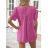 imageWomens Summer Tops Crewneck Short Sleeve Striped Shirts Casual Ribbed Blouses Flowy Hem Boho Clothing 2025Hot Pink