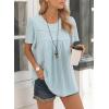 imageWomens Summer Tops Crewneck Short Sleeve Striped Shirts Casual Ribbed Blouses Flowy Hem Boho Clothing 2025Light Blue