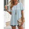 imageWomens Summer Tops Crewneck Short Sleeve Striped Shirts Casual Ribbed Blouses Flowy Hem Boho Clothing 2025Light Blue