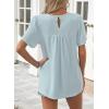 imageWomens Summer Tops Crewneck Short Sleeve Striped Shirts Casual Ribbed Blouses Flowy Hem Boho Clothing 2025Light Blue
