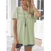 imageWomens Summer Tops Crewneck Short Sleeve Striped Shirts Casual Ribbed Blouses Flowy Hem Boho Clothing 2025Light Green