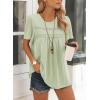 imageWomens Summer Tops Crewneck Short Sleeve Striped Shirts Casual Ribbed Blouses Flowy Hem Boho Clothing 2025Light Green