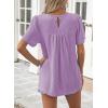 imageWomens Summer Tops Crewneck Short Sleeve Striped Shirts Casual Ribbed Blouses Flowy Hem Boho Clothing 2025Light Purple