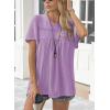 imageWomens Summer Tops Crewneck Short Sleeve Striped Shirts Casual Ribbed Blouses Flowy Hem Boho Clothing 2025Light Purple