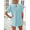 imageWomens Summer Tops Crewneck Short Sleeve Striped Shirts Casual Ribbed Blouses Flowy Hem Boho Clothing 2025Light Teal