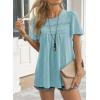 imageWomens Summer Tops Crewneck Short Sleeve Striped Shirts Casual Ribbed Blouses Flowy Hem Boho Clothing 2025Light Teal