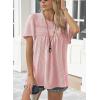 imageWomens Summer Tops Crewneck Short Sleeve Striped Shirts Casual Ribbed Blouses Flowy Hem Boho Clothing 2025Pink