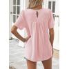 imageWomens Summer Tops Crewneck Short Sleeve Striped Shirts Casual Ribbed Blouses Flowy Hem Boho Clothing 2025Pink