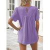 imageWomens Summer Tops Crewneck Short Sleeve Striped Shirts Casual Ribbed Blouses Flowy Hem Boho Clothing 2025Purple