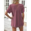 imageWomens Summer Tops Crewneck Short Sleeve Striped Shirts Casual Ribbed Blouses Flowy Hem Boho Clothing 2025Red