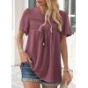 imageWomens Summer Tops Crewneck Short Sleeve Striped Shirts Casual Ribbed Blouses Flowy Hem Boho Clothing 2025Red