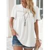 imageWomens Summer Tops Crewneck Short Sleeve Striped Shirts Casual Ribbed Blouses Flowy Hem Boho Clothing 2025White