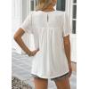 imageWomens Summer Tops Crewneck Short Sleeve Striped Shirts Casual Ribbed Blouses Flowy Hem Boho Clothing 2025White