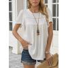 imageWomens Summer Tops Crewneck Short Sleeve Striped Shirts Casual Ribbed Blouses Flowy Hem Boho Clothing 2025White