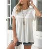 imageWomens Summer Tops Crewneck Short Sleeve Striped Shirts Casual Ribbed Blouses Flowy Hem Boho Clothing 2025White