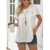 imageWomens Summer Tops Crewneck Short Sleeve Striped Shirts Casual Ribbed Blouses Flowy Hem Boho Clothing 2025White