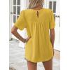 imageWomens Summer Tops Crewneck Short Sleeve Striped Shirts Casual Ribbed Blouses Flowy Hem Boho Clothing 2025Yellow