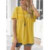 imageWomens Summer Tops Crewneck Short Sleeve Striped Shirts Casual Ribbed Blouses Flowy Hem Boho Clothing 2025Yellow