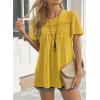 imageWomens Summer Tops Crewneck Short Sleeve Striped Shirts Casual Ribbed Blouses Flowy Hem Boho Clothing 2025Yellow