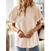 imageWomens Tops Butterfly Sleeve V Neck Blouses for Women Dressy Casual Flowy Swiss Dot Ruffle Short Sleeve ShirtsApricot