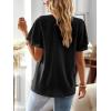 imageWomens Tops Butterfly Sleeve V Neck Blouses for Women Dressy Casual Flowy Swiss Dot Ruffle Short Sleeve ShirtsBlack