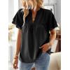 imageWomens Tops Butterfly Sleeve V Neck Blouses for Women Dressy Casual Flowy Swiss Dot Ruffle Short Sleeve ShirtsBlack