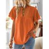 imageWomens Tops Butterfly Sleeve V Neck Blouses for Women Dressy Casual Flowy Swiss Dot Ruffle Short Sleeve ShirtsBright Orange