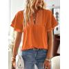 imageWomens Tops Butterfly Sleeve V Neck Blouses for Women Dressy Casual Flowy Swiss Dot Ruffle Short Sleeve ShirtsBright Orange