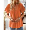 imageWomens Tops Butterfly Sleeve V Neck Blouses for Women Dressy Casual Flowy Swiss Dot Ruffle Short Sleeve ShirtsBright Orange