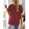 imageWomens Tops Butterfly Sleeve V Neck Blouses for Women Dressy Casual Flowy Swiss Dot Ruffle Short Sleeve ShirtsBurgundy