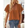 imageWomens Tops Butterfly Sleeve V Neck Blouses for Women Dressy Casual Flowy Swiss Dot Ruffle Short Sleeve ShirtsCaramel